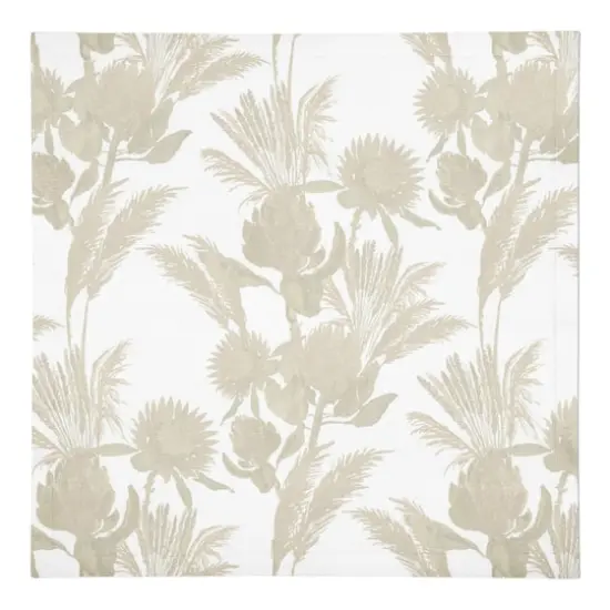 Tonal Protea Blooms Cotton Twill Napkin Cream Tones {1}