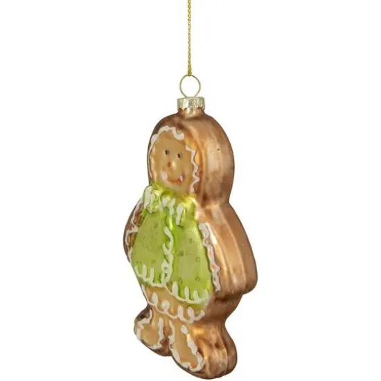 4.5" Bronze & Brown Glass Gingerbread Christmas Ornament {3}