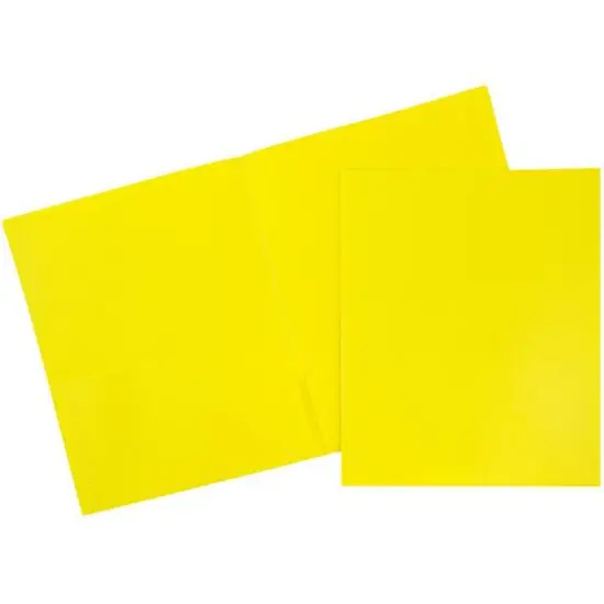 JAM Paper 9.5" x 11.5" Plastic 2-Pocket POP Folder Yellow {1}