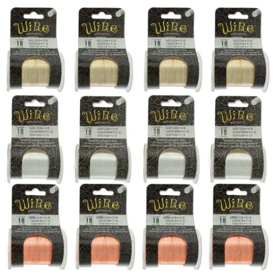 The Beadsmith&reg; Wire Elements&trade; 18 Gauge Tarnish Resistant Medium Temper Gold, Silver & Copper Wire, 12ct. {1}