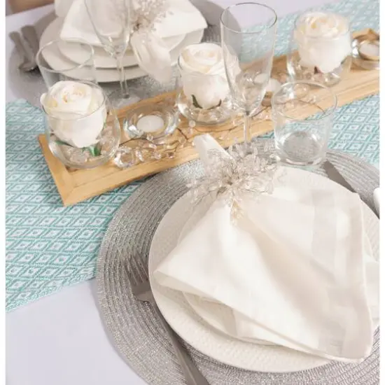 DII&reg; 108" Mini Diamond Table Runner Aqua {7}