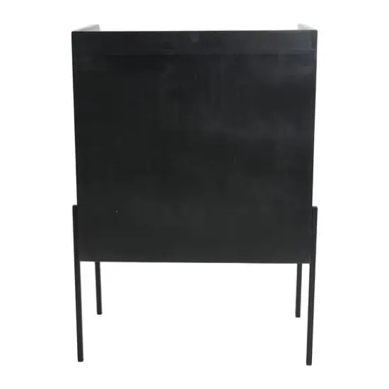 Hello Honey&reg; 3ft. Black Bar Cabinet with Natural Woven Cane Details {7}
