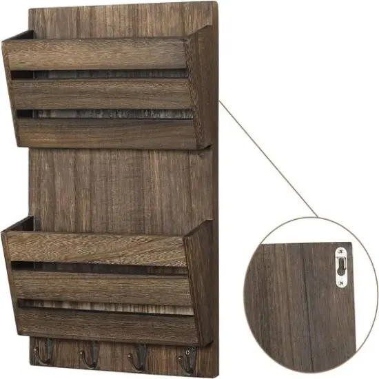 NEX&trade; Rustic Brown Mail and Key Holder with 4 Hooks {6}