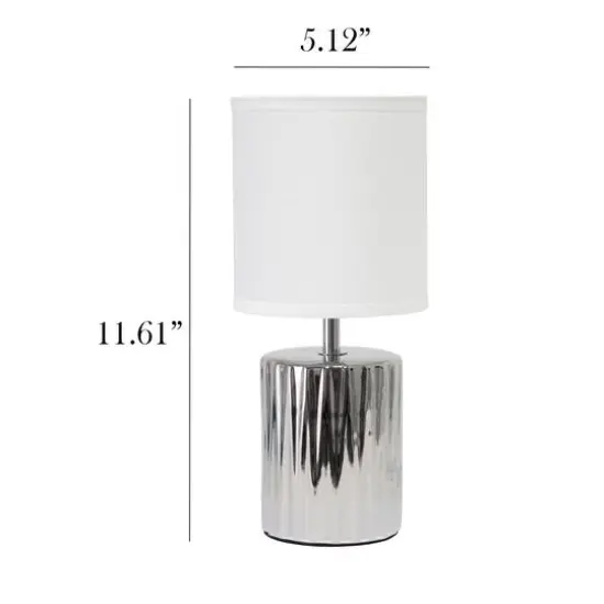 Simple Designs 11.5" Ruffled Metallic Chrome Capsule Table Lamp {4}