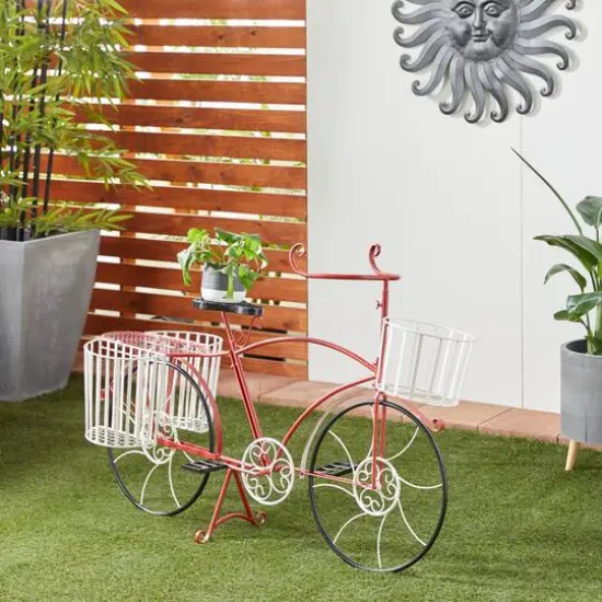 52" Red Metal Farmhouse Bicycle Planter {8}