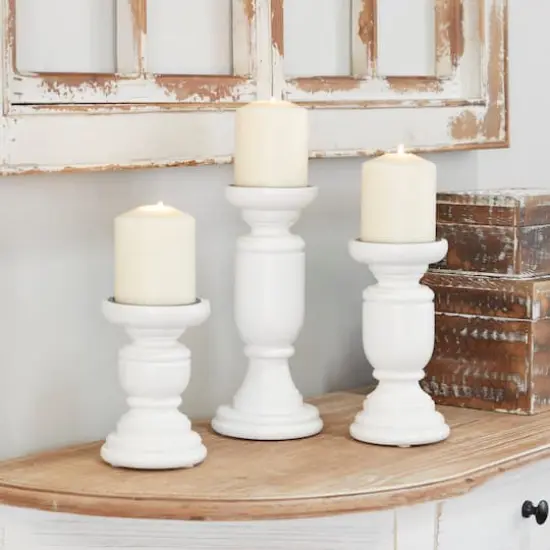White French Country Candle Holder Set {3}
