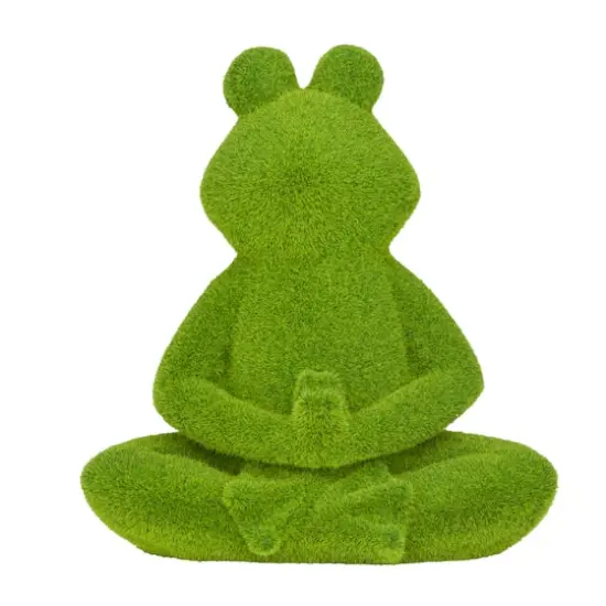 Green Ceramic Eclectic Frog Garden Sculpture, 12" x 7" x 13" {1}