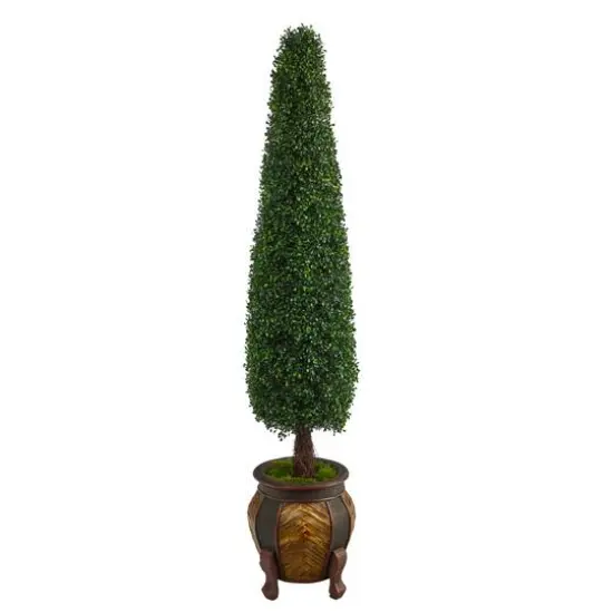 5.5ft. Boxwood Topiary Artificial Tree in Decorative Planter UV Resistant (Indoor/Outdoor) {1}