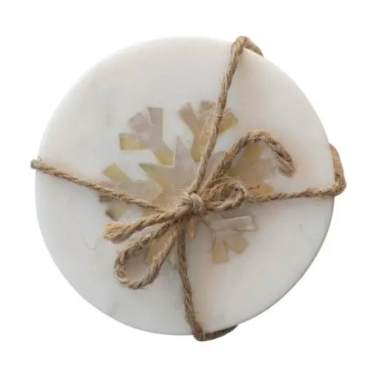 Hello Honey&reg; Marble Coasters with Mother of Pearl Snowflake Inlay, 4ct. {1}