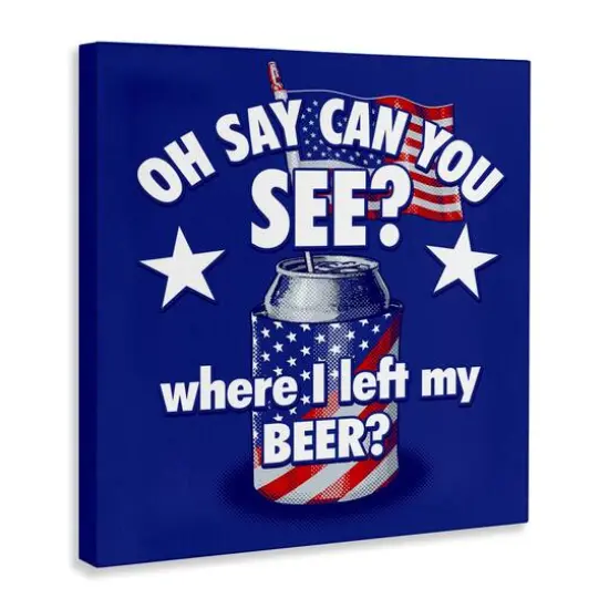 Stupell Industries Funny Patriotic Beer Canvas Wall Art {4}