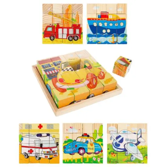 Toy Time Vehicles 6-in-1 Block Puzzle Set {1}