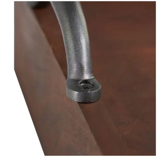 18.25" Wood Hidden Drawer Tray with Black Metal Handles Brown {4}