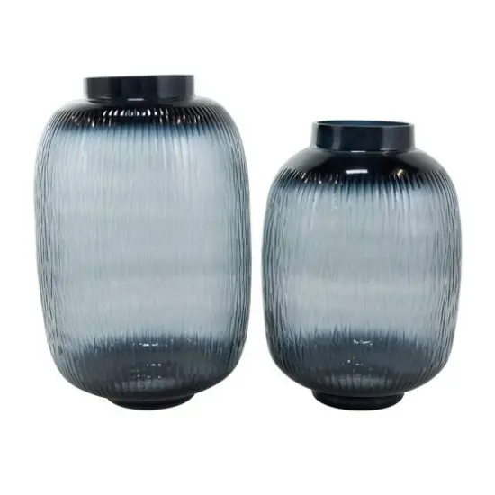 Black & Gray Ombre Glass Vase Set {9}