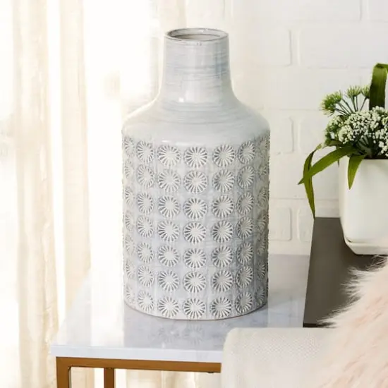 CosmoLiving by Cosmopolitan 14" Gray Porcelain Coastal Style Vase {8}