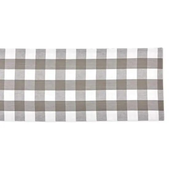 DII&reg; 108" Reversible Gingham & Buffalo Check Table Runner Gray/White {5}