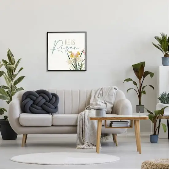 Stupell Industries He Is Risen Religious Easter Holiday Flower Blossoms Framed Giclee Art Black {3}