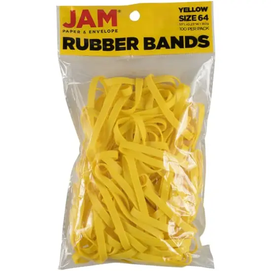 JAM Paper Size 64 Rubber Bands, 100ct. Yellow {4}