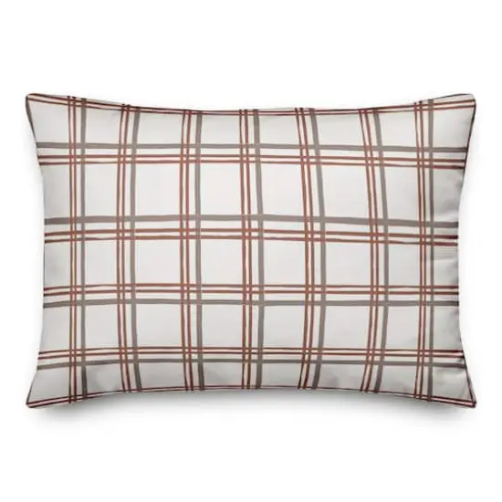 White & Red Holiday Plaid Throw Pillow {1}