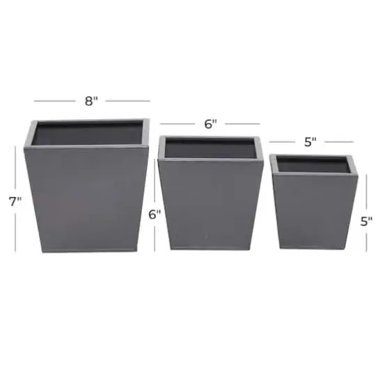 Grey Modern Planter, Set of 3" 8", 6", 5" {8}