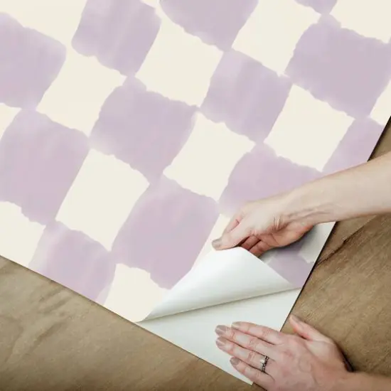 RoomMates Mr. Kate Tess Watercolor Soft Checker Peel & Stick Wallpaper Lavender {9}