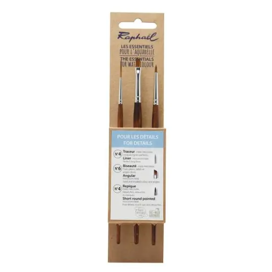 Raphael Essentials 3-Piece Watercolor For Details Brush Set {1}