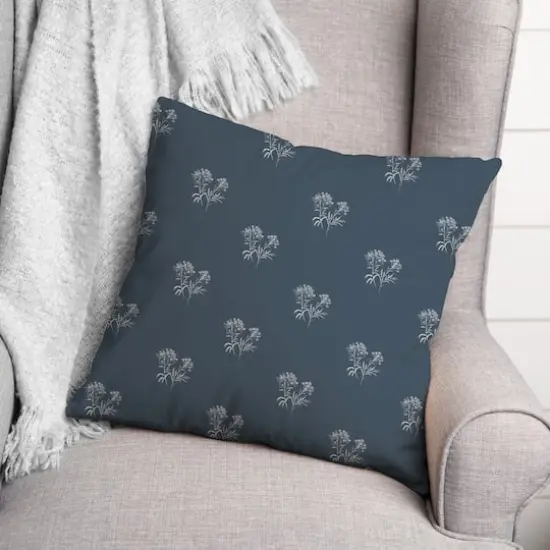 18" Small Blooms Indoor/Outdoor Pillow Slate {3}