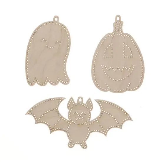 Leisure Arts&reg; Beginner Halloween Shapes 3 Piece Wood Stitchery Ornament Kit {5}
