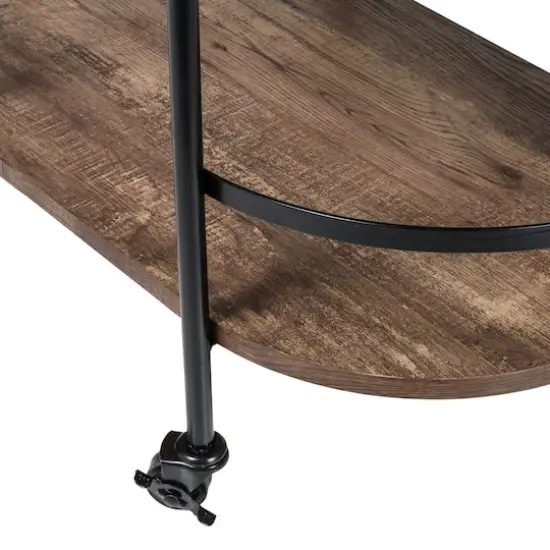 Honey Can Do 3-Tier Black & Rustic Brown Rolling Bar & Serving Cart {9}