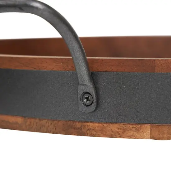 Round Wood Decorative Nesting Tray Set Brown {4}