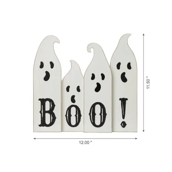 Glitzhome&reg; 12" Ghost Halloween Wooden Table Decor {4}