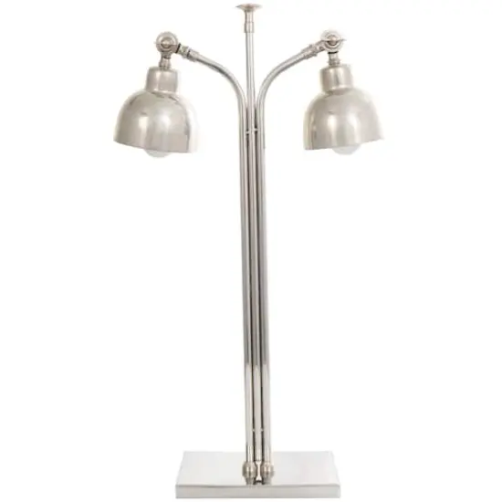 2ft. Silver Stainless Steel Desk Lamp with Dual Shades {5}