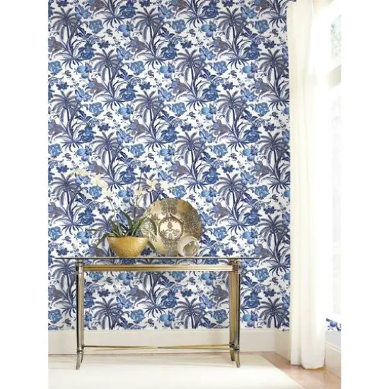 RoomMates Exotic Curiosity Peel & Stick Wallpaper Blue and White {7}