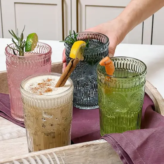 Kate Aspen&reg; 13oz. Vintage Textured Glass Set Clear {4}