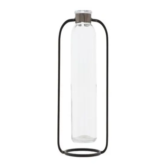 Hello Honey&reg; 8.5" Clear Glass Vase in Black Metal Stand {1}