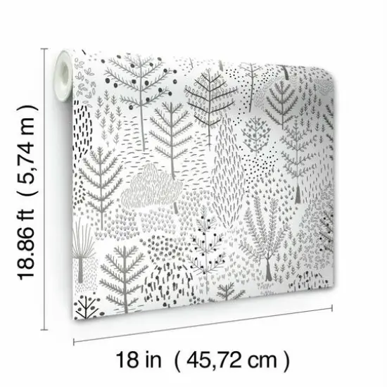 RoomMates Folklore Trees Peel & Stick Wallpaper White/Gray {9}