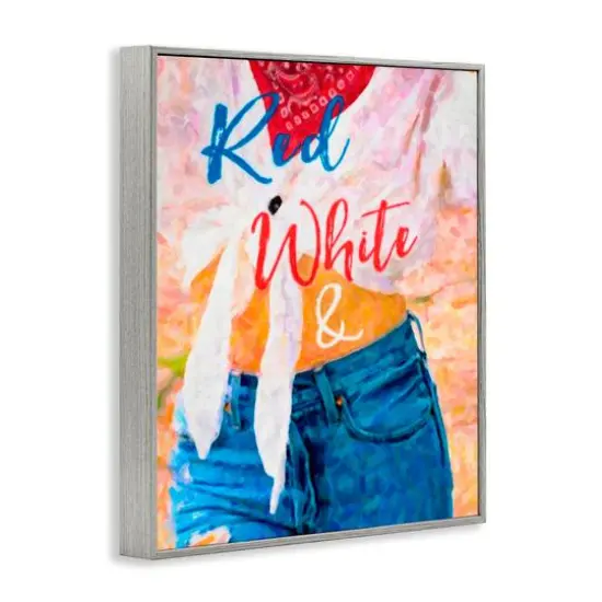 Stupell Industries Red White & Blue Patriotic American Celebration Framed Giclee Art Gray {4}