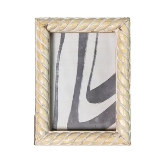 Hello Honey&reg; 4" x 6" Bleached Hand Carved Mango Wood Photo Frame {3}