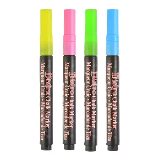 Marvy&reg; Uchida Bistro Fine Tip Fluorescent 4 Color Chalk Marker Set {1}