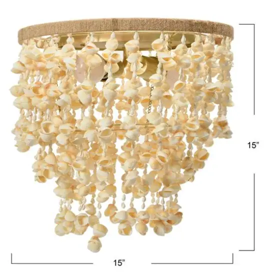 Hello Honey&reg; 15" Round Metal and Shell Flush Mount Ceiling Light {5}