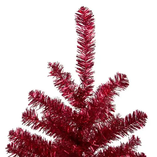 3ft. Unlit Metallic Crimson Tinsel Artificial Christmas Tree {5}