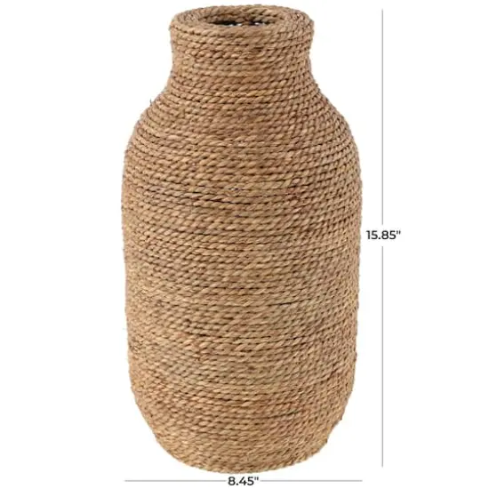 16" Brown Seagrass Handmade Wrapped Vase {4}