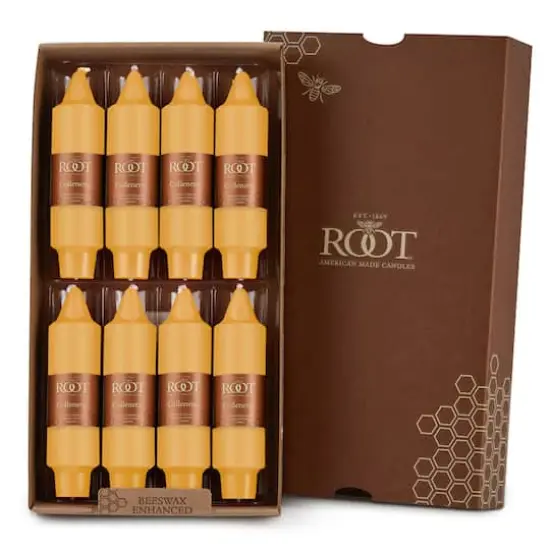 Root Candles 5" Unscented Smooth Collenette Taper Candles, 8ct. Butterscotch {1}