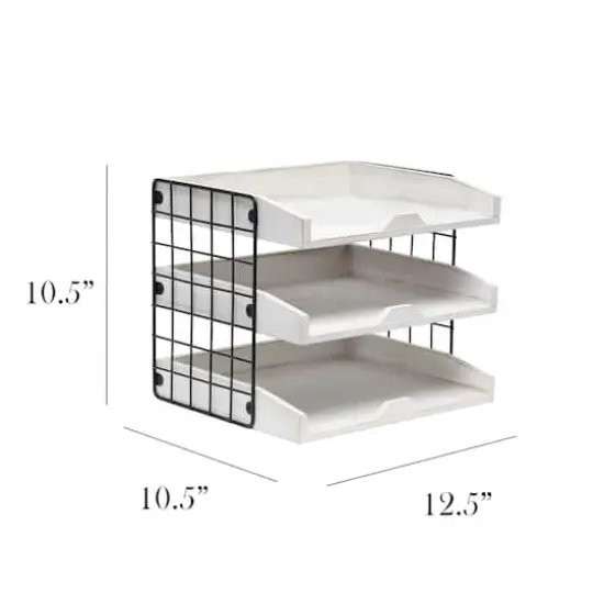 Elegant Designs Whitewash Wood Desk Organizer Letter Tray with 3 Shelves {3}