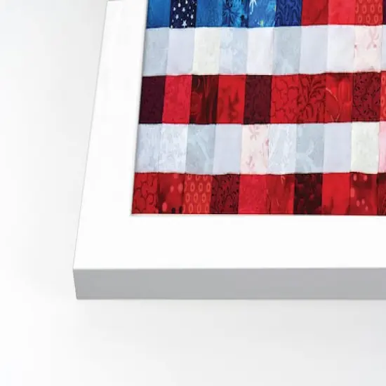 American Flag Quilt White Framed Print Under Plexiglass {3}