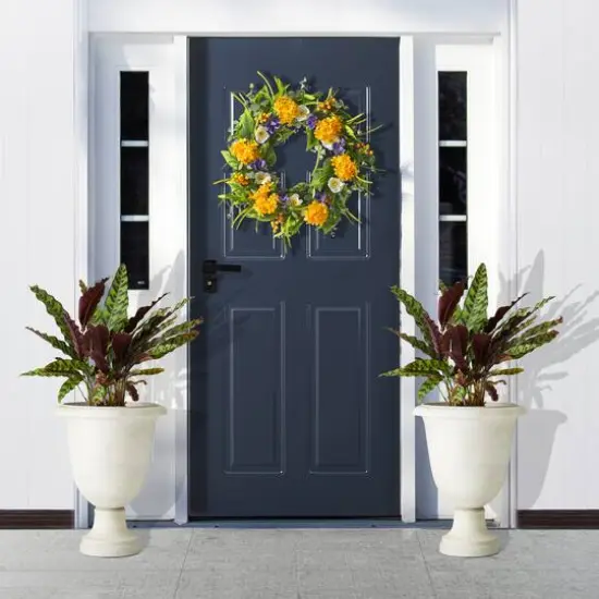 Glitzhome&reg; 21.5" Eco-Friendly Oversized Faux Terrazzo Goblet Planters, 2ct. White {4}