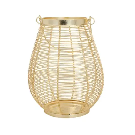 Gold Iron Glam Lantern, 11" x 8" x 8" {4}