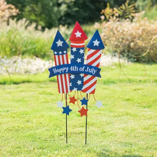 Glitzhome&reg; 30" Patriotic Firecracker Yard Stake {4}