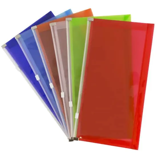 JAM Paper 5" x 10" Assorted Zip Closure Plastic Envelopes, 6ct. {3}