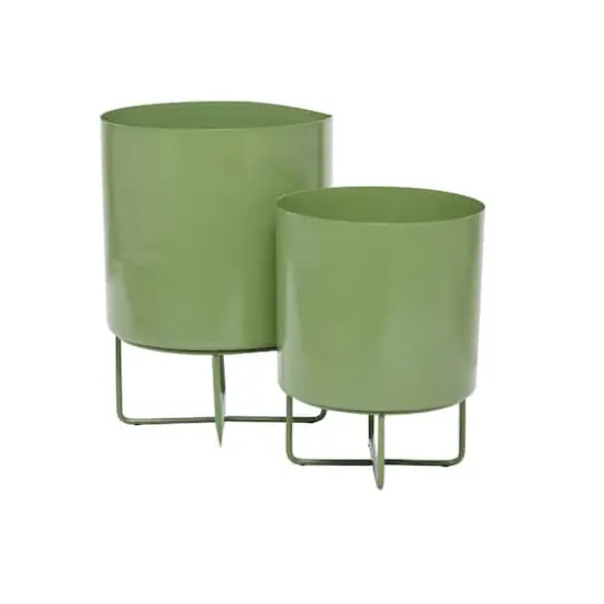 Green Modern Planter, Set of 2" 16", 13" {4}