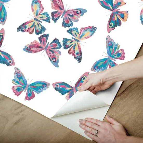 RoomMates Pink & Blue Papillon Peel & Stick Wallpaper {6}